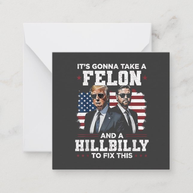 Cartão De Notas Vai levar felon e Trump Vance. (Frente)
