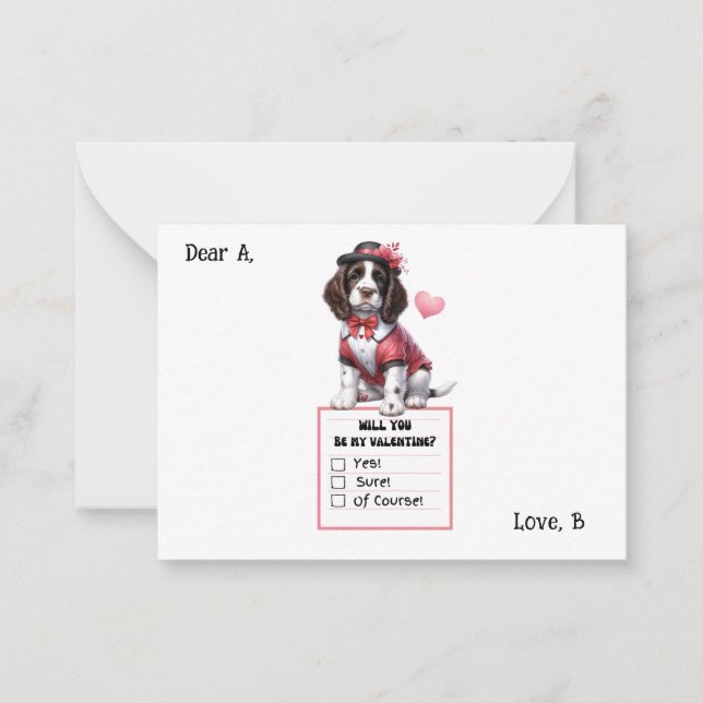 Cartão De Notas Valentim do English Springer Spaniel personalizáve (Frente)