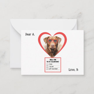 Cartão De Notas Valentim personalizado do Retriever da Baía de Che