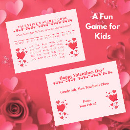 Cartão De Notas Valentine Classroom Game-Secret Code