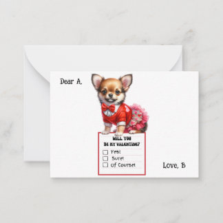 Cartão De Notas Valentine de Cachorrinho Chihuahua Personalizável
