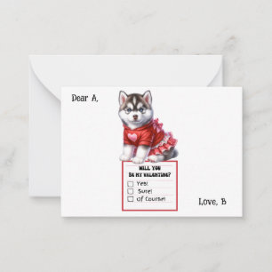 Cartão De Notas Valentine de Cachorro Husky Personalizável