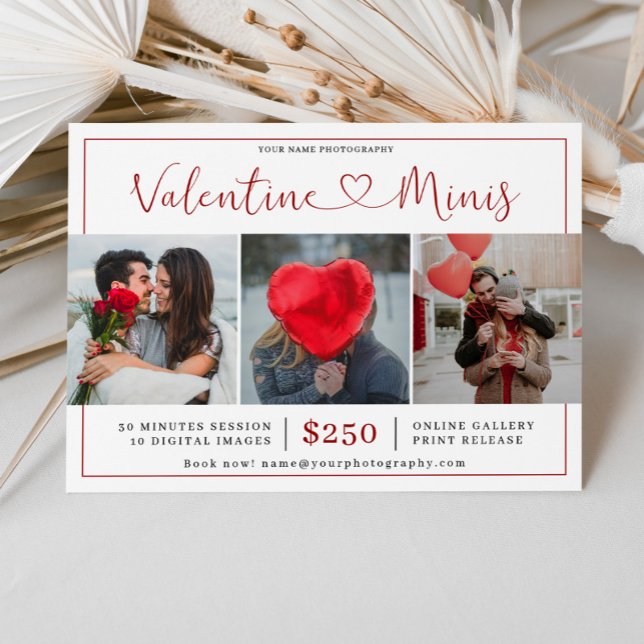 Cartão De Notas Valentine's Day Photography Mini Session Marketing (Criador carregado)