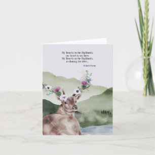 Cartão De Notas Vazio de Aquarela de Veado Floral