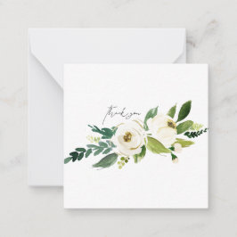 Cartão De Notas Vazio de Casamento Elegante White Floral Obrigado