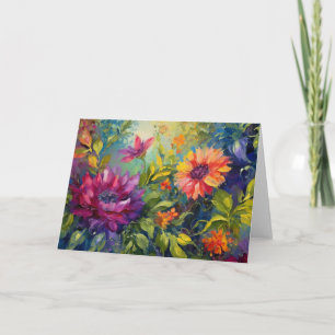 Cartão De Notas Vazio de Pintura Floral Vintage Vibrant