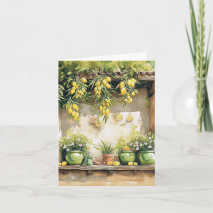 Cartão De Notas Vazio Floral Russo Amarelo-Limão