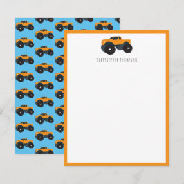 Cartão De Notas Veículo de Monster Truck Personalizado Infantil