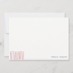 Cartão De Notas Velas de Aniversário Aquarela Rosa Pastel Macia Fo