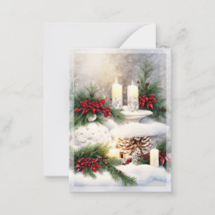 Cartão De Notas Velas de Natal na neve orçamento mini