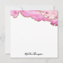Cartão De Notas Velvet Pink Magenta Gold Agate Geode Script Square