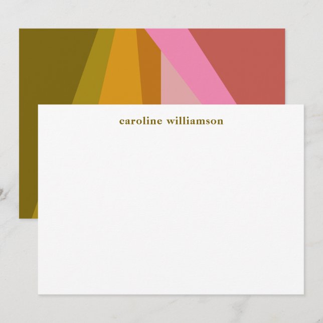 Cartão De Notas Verde Azul Geométrico Moderno, Monograma (Frente/Verso)