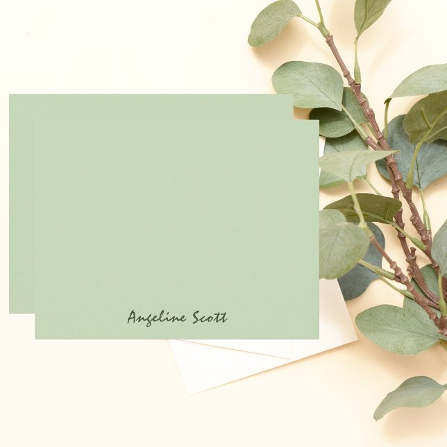Cartão De Notas Verde pastel elegante (Criador carregado)