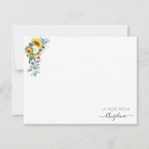 Cartão De Notas verde rústico de girassol floral personalizado