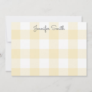 Cartão De Notas Verificação de Gingham Amarelo e Branco de Paste