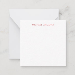 Cartão De Notas Vermelho Branco Minimalista Simples Plano Moderno