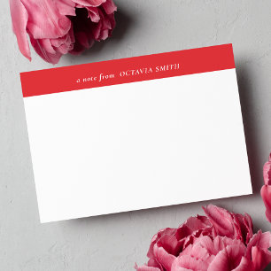 CARTÃO DE NOTAS VERMELHO CHIC PERSONALIZADO NOME DE FAMÍLIA MONOGR