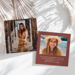 Cartão De Notas Vermelho de Foto do Script Branco do Elegante Form