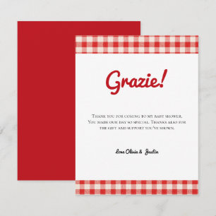 Cartão De Notas Vermelho Gingham Branco de Chuveiro de Bebê Italia