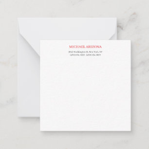 Cartão De Notas Vermelho Preto e Branco Minimalista Simples Modern