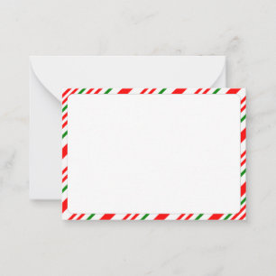 Cartão De Notas Vermelho Verde Branco Padrão de Natal Cana-de-Açúc