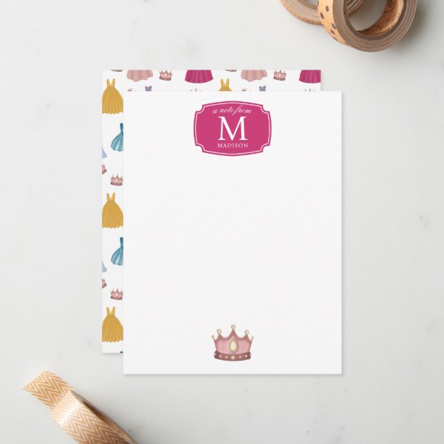 Cartão De Notas Vestidos de Princesa Conto de Fadas Menina Criança (Frente/Verso In Situ)