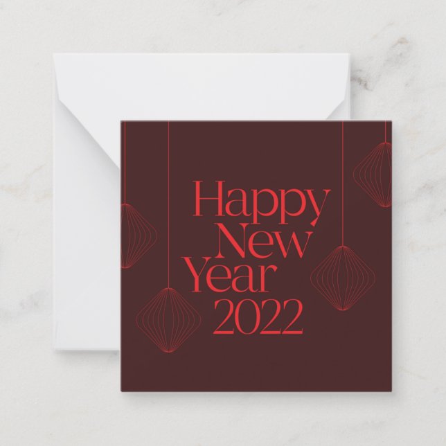 Cartão De Notas Vibrant, elegant, cool Happy New Year 2022 design (Frente)