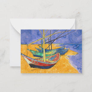 Cartão De Notas Vincent van Gogh - Barcos de Pesca na Praia