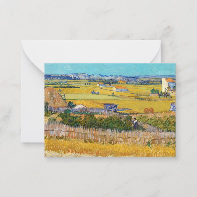 Cartão De Notas Vincent van Gogh - Colheita em La Crau (Frente)