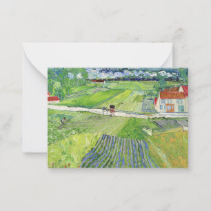 Cartão De Notas Vincent van Gogh - Paisagem com Carruagem e comboi