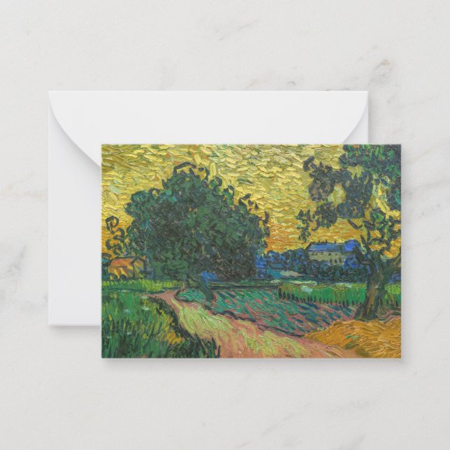 Cartão De Notas Vincent van Gogh - Paisagem em Twilight (Frente)