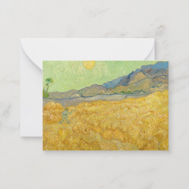 Cartão De Notas Vincent van Gogh - Wheatfield com um Receptor (Frente)
