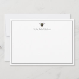 Cartão De Notas Vintage Antique Bee White Classic Personalizado