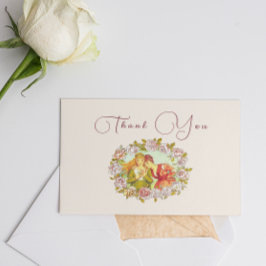 Cartão De Notas Vintage Art Nouveau LGBTQ Duas Brancas Obrigado