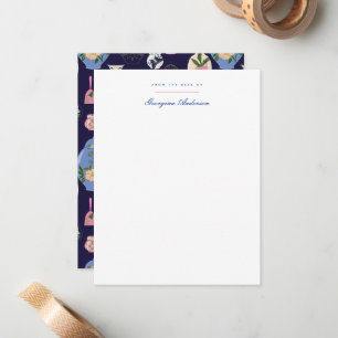 Cartão De Notas Vintage Azul Cor-de-rosa Vintage Papel de Carta Pe