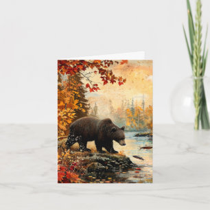 Cartão De Notas Vintage Bear no Creek Autumn Vert Vazio