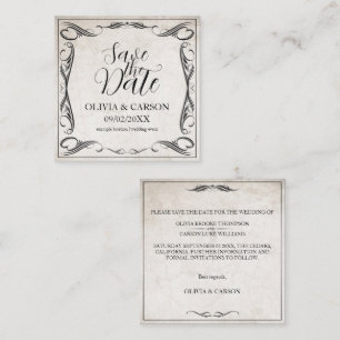 Cartão De Notas Vintage Black Art Deco Casamento Salve a Data