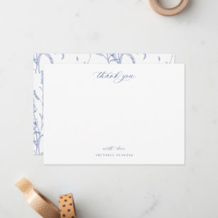 Cartão De Notas Vintage Blue Chinoiserie Floral Obrigado