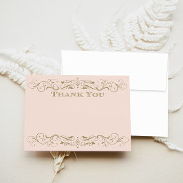 Cartão De Notas Vintage Blush e Antiguamente Dourado Casamento Far