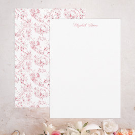 Cartão De Notas Vintage com fantasia floral francesa toile-pink