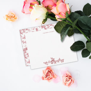 Cartão De Notas Vintage English Floral Toile de Jouy-Pink