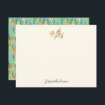 Cartão De Notas Vintage Garden Floral Pink e Green Personalizado<br><div class="desc">Placa de Nota Personalizada do Limão e Rosa Floral do Jardim de Vintage</div>