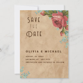 Cartão De Notas Vintage Paper Save the Date (O Artesanato de papel