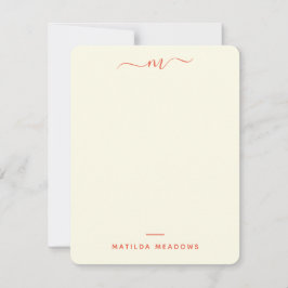 Cartão De Notas Vintage Personal Stationery Two Sided Cream Orange