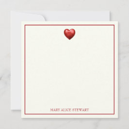 Cartão De Notas Vintage Red e Cream Gingham com Coração