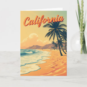 Cartão De Notas Vintage Retro California Beach Viagem Card