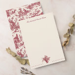 Cartão De Notas Vintage Rustic Fazenda Francesa Toile-Red & Tan<br><div class="desc">Este adorável padrão antigo do Tóile de jouy francês,  datado de cerca de 1780,  mostra cenas de alegre fazenda rústica incluindo animais,  ruínas antigas,  casacos e camponeses envolvidos no trabalho e brincam em burgandy vermelho sobre fundo brando.</div>