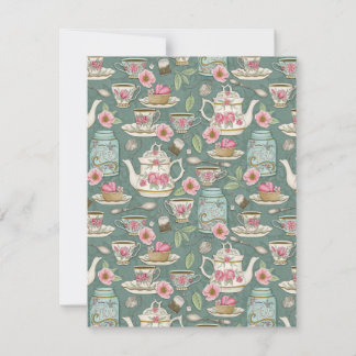 Cartão De Notas Vintage Tea Party