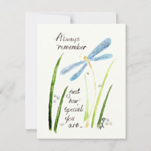 Cartão De Notas Vintage Watercolor Dragonfly Sempre Lembrar texto