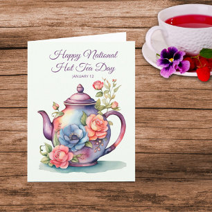 Cartão De Notas Vintage Watercolor Floral Teapot National Hot Tea